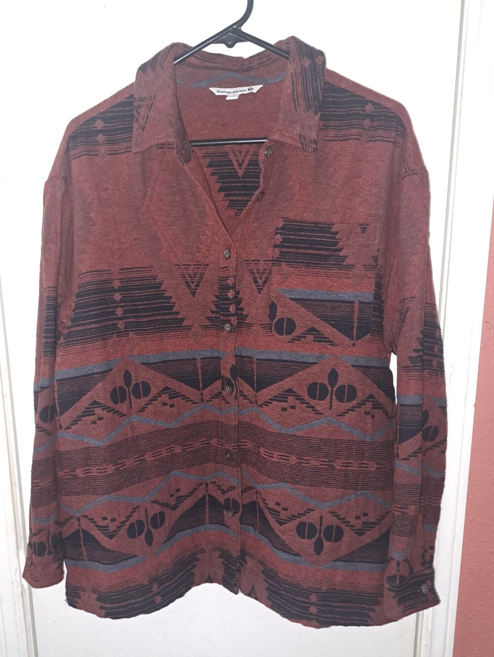 Women's Rust Patterned Button-Up Jacket - Picture 2 of 5
